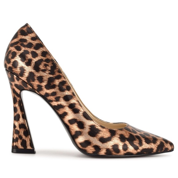NINE WEST • Metallic Leopard Cheetah Pump Pointed Toe Heels - Picture 1 of 12